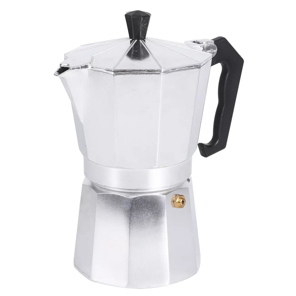 Espresso Maker Octagonal Shape Moka Pot Coffee Pot for Mocha Coffee Making, Aluminum(300ML)