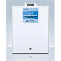 Commercially approved Nutrition Center series compact all-freezer in white with front lock and NIST calibrated digital temperature display