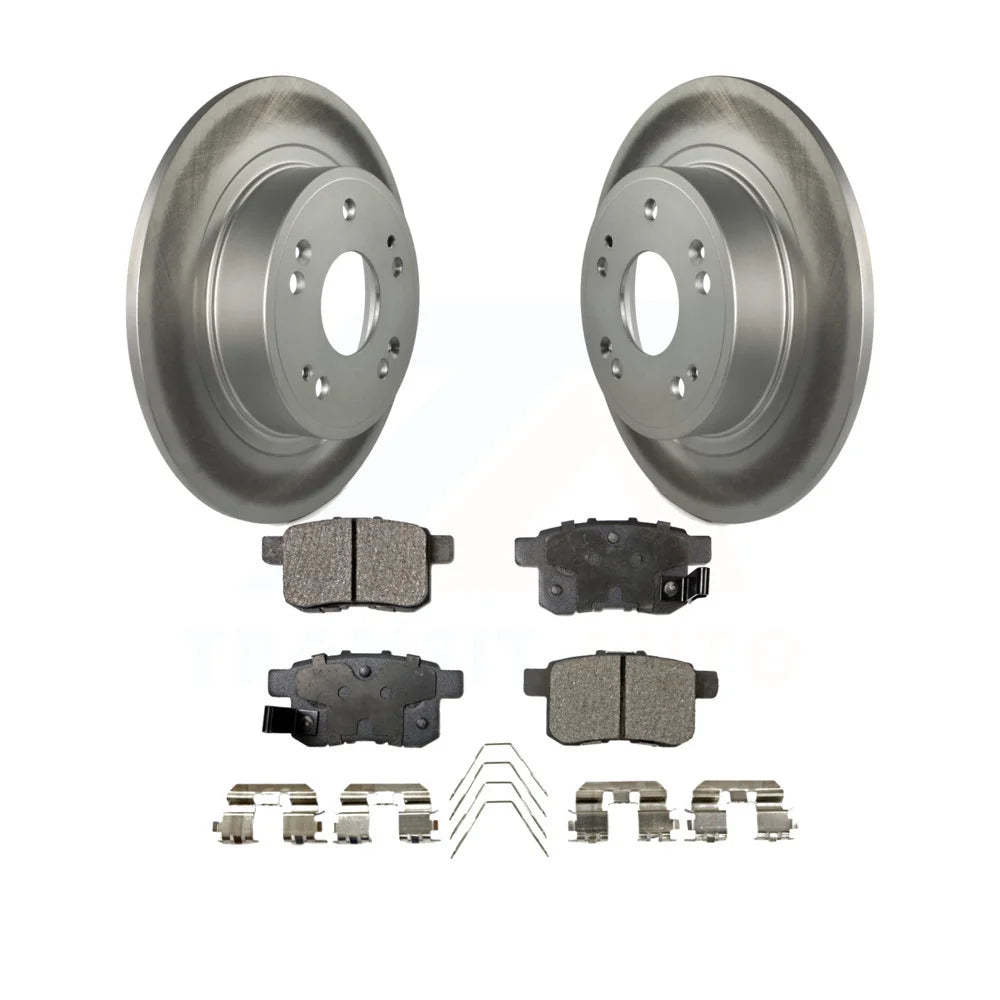 Transit Auto - Rear Coated Disc Brake Rotors And Semi-Metallic Pads Kit For Honda Accord Acura TSX KGF-101461