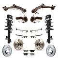 Transit Auto - Front Disc Rotors Brake Pads Hub Bearings Assembly Control Arms Tie Rod End Shock Suspension Link Kit (15Pc) For 2004 Mazda 3 S GT with 2.3L Excludes MazdaSpeed Model KM-100391
