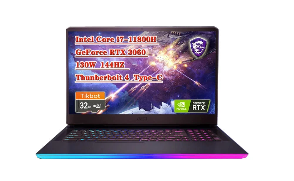 MSI GE76 Raider Gaming Laptop Intel Core i7-11800H, GeForce RTX 3060, 17.3 FHD 144HZ, 16GB RAM 1TB NVMe SSD, Wi-Fi6, Windows 10