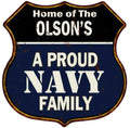 OLSON'S Proud Navy Family Sign Shield Metal 12x12 Gift 211110017136