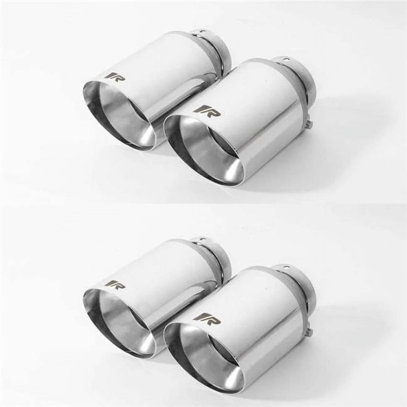 102 mm Stainless Steel Short Style Angled Straight Cut Chrome Tail Pipe Set