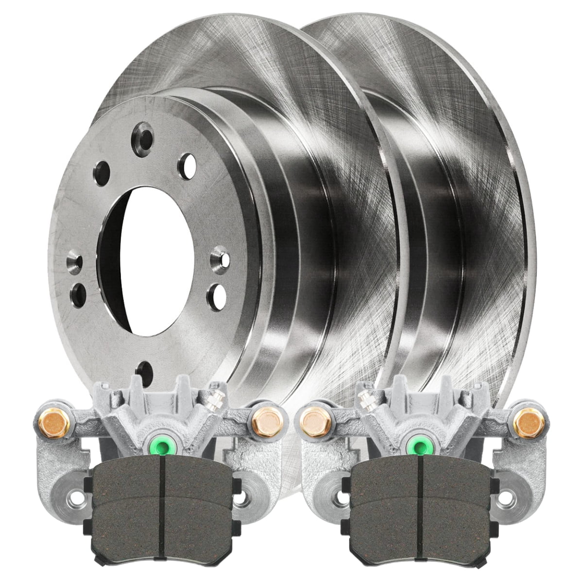 AutoShack Rear Brake Calipers Ceramic Pads Rotors Kit Driver and Passenger Side Replacement for 2009 2010 2011 2012 Hyundai Elantra 2.0L FWD BCPKG0531