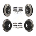Transit Auto - Front Rear Coated Drilled Slotted Disc Brake Rotors And Ceramic Pads Kit For Toyota Highlander Sienna Lexus RX350 RX450h KDT-100343