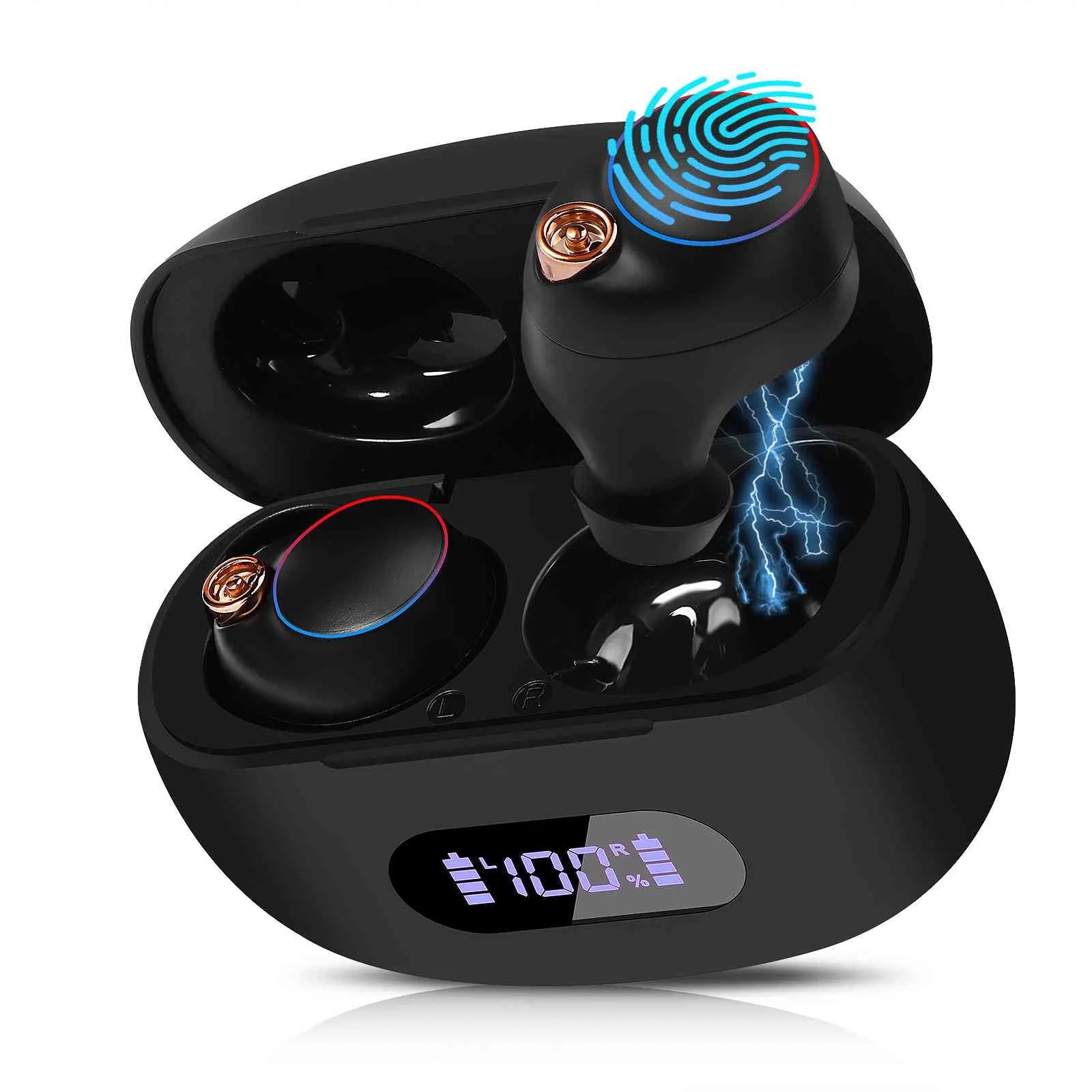 UrbanX True Wireless Bluetooth Earbuds + Charging Case, Black, Dual Connect, IPX5 Water Resistance, Bluetooth 5.2 Connection, Balanced, Bass Boost Compatible with Nokia 7.1