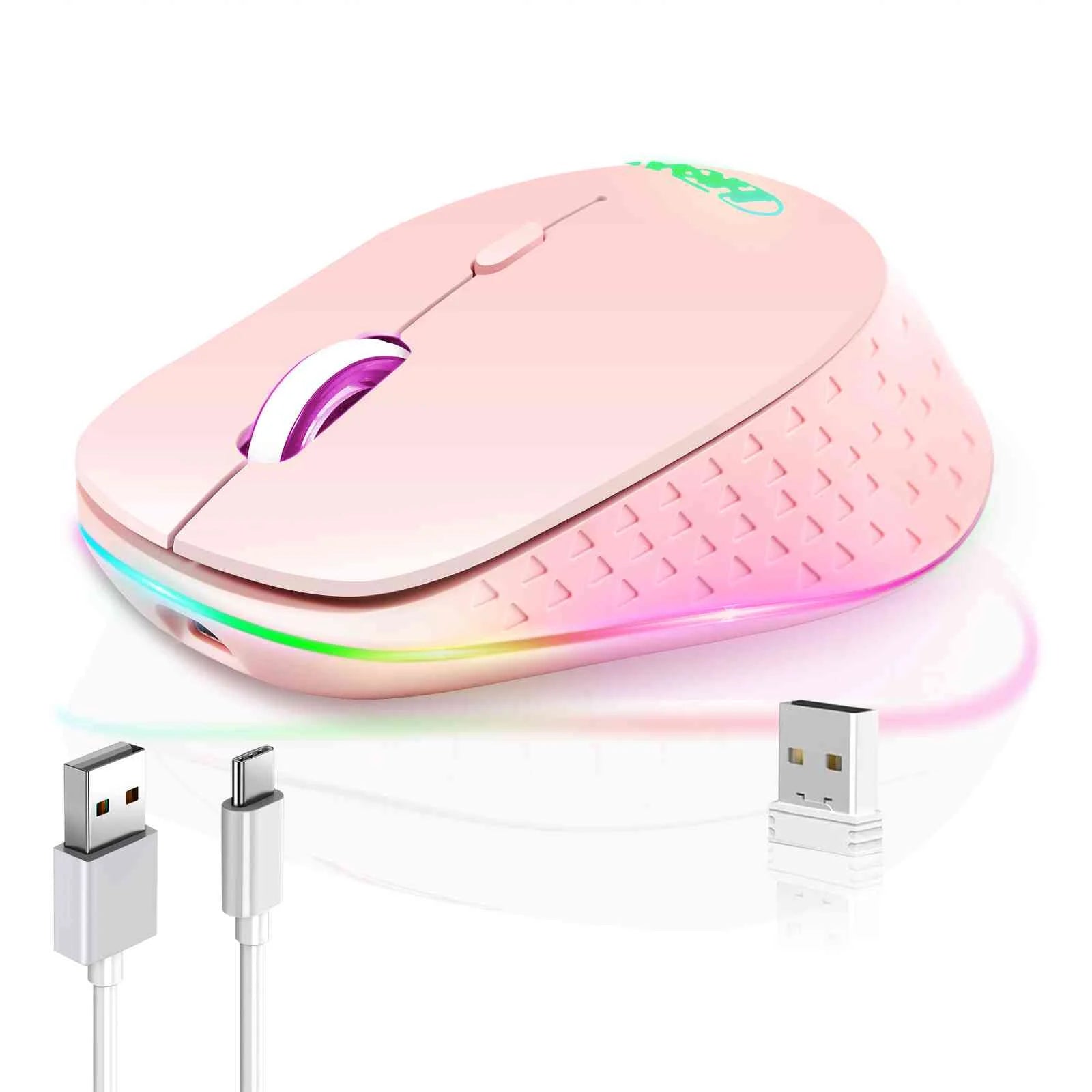 UrbanX Dual-Mode Wireless Mouse - Bluetooth & 2.4GHz Connectivity - Rechargeable, Energy-Efficient Design Compatible with Toshiba Dynabook Satellite Pro L50-G Laptop , PC, Mac, iPad -Pink