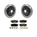 Transit Auto - Rear Coated Drilled Slotted Disc Brake Rotors And Ceramic Pads Kit For Lexus RX350 RX450h RX350L RX450hL KDT-100708