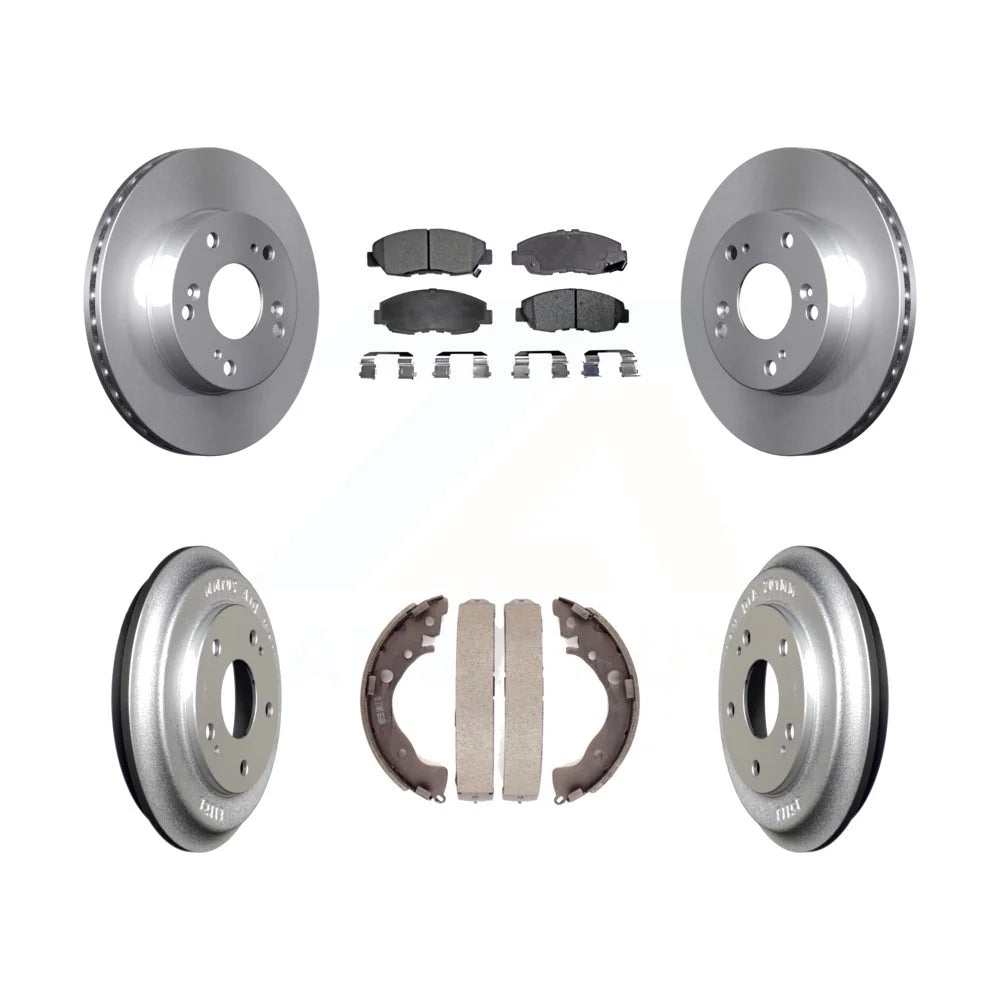Transit Auto - Front Rear Coated Disc Brake Rotors Ceramic Pads And Drum Kit For Honda Civic KGT-102503