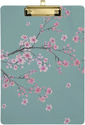 Acrylic Clipboard Cherry Blossom Flowers A4 Letter Size Clipboards for Students Kids Officers Workers, Silver Clip, Size 12.5 x 9 Inches