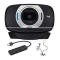 Logitech C615 Full HD 1080p Webcam with Stand, Selfie Ring Light & 3.0 USB Hub