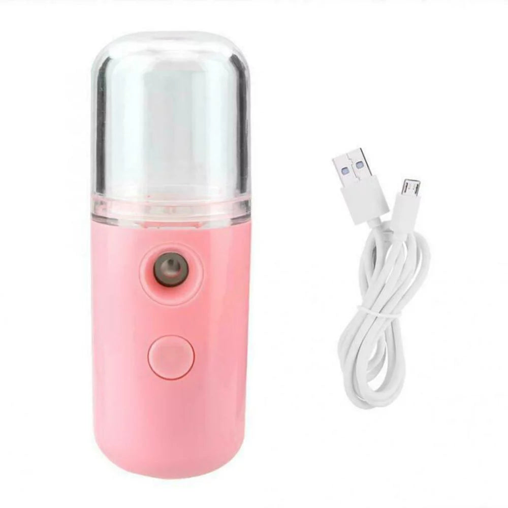 Portable Handheld Cool Mist Fogger Nano Mister USB Rechargeable Face Sprayer Humidifier PINK