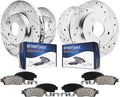 Detroit Axle - Brake Kit for Honda Accord 2008 2009 2010 2011 2012 2014 2015 2016 2017 Drilled & Slotted Disc Brake Rotors Ceramic Brakes Pads Replacement : 11.10 Front & Rear Rotors