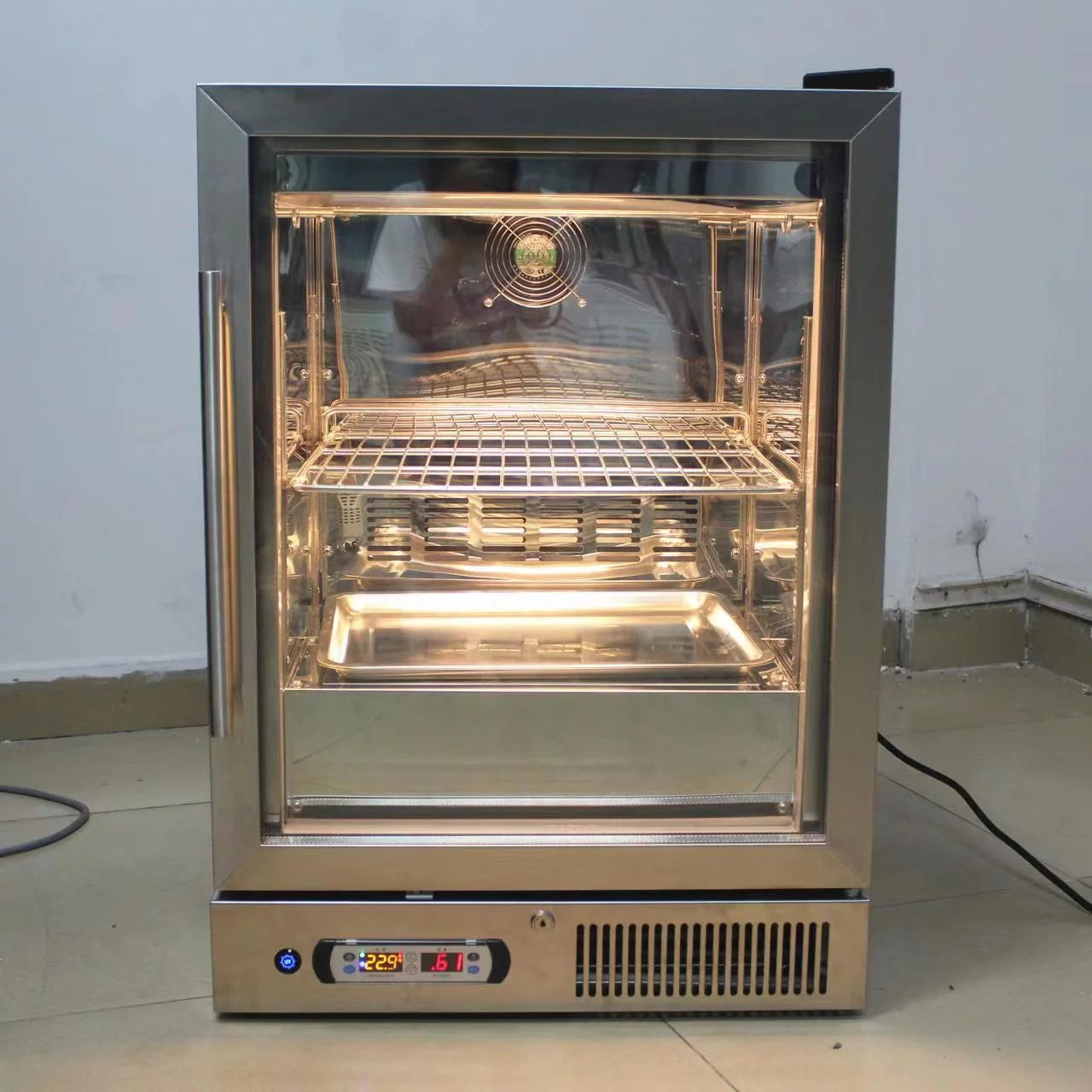 Kolice Commercial Countertop Aging Beef Showcase Freezer,Steak Aging Cabinet,Beef Display Showcase-168L, 2 Tiers