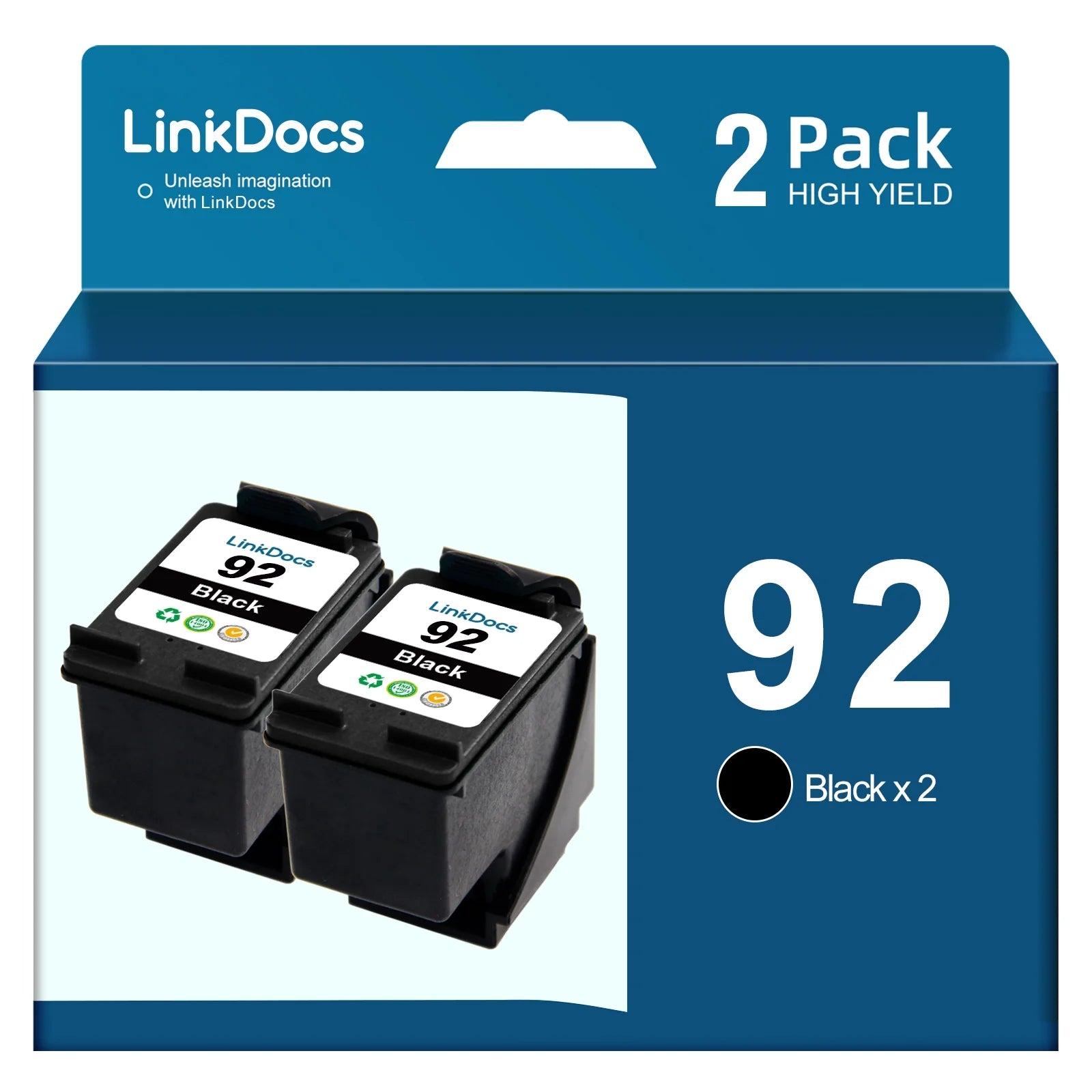 92XL Ink Cartridge Replacement for HP 92 C9362W Ink to use with Photosmart 7850 C3150 C3180 Deskjet 5440 5420 PSC 1510 2525 Printer (2 Black)
