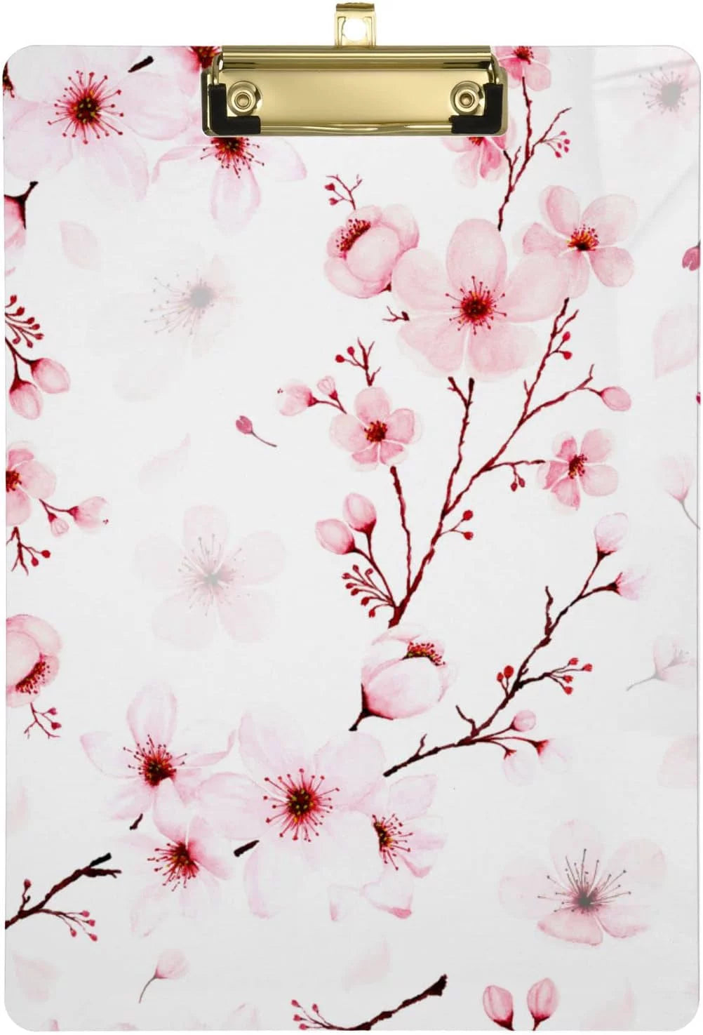 KXMDXA Cherry Blossom Clipboard Hardboard Wood Nursing Clip Board and Pull for Standard A4 Letter 13x9 inches