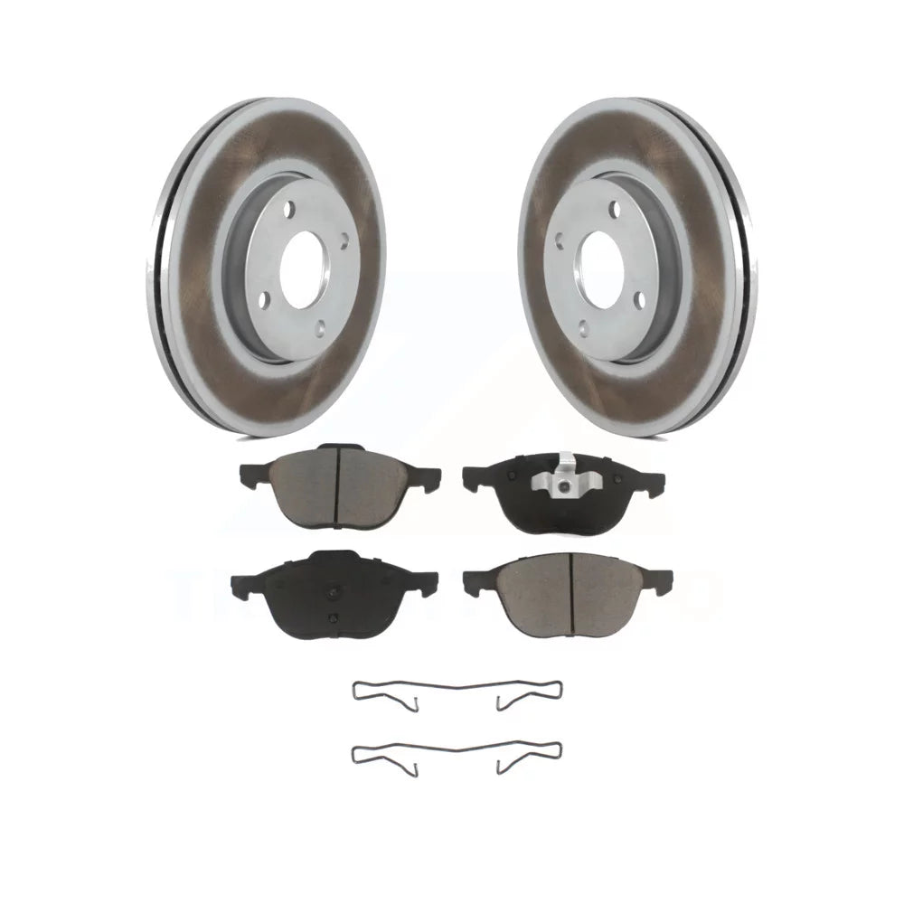 Transit Auto - Front Coated Disc Brake Rotors And Ceramic Pads Kit For 2005-2007 Ford Focus KGC-100543
