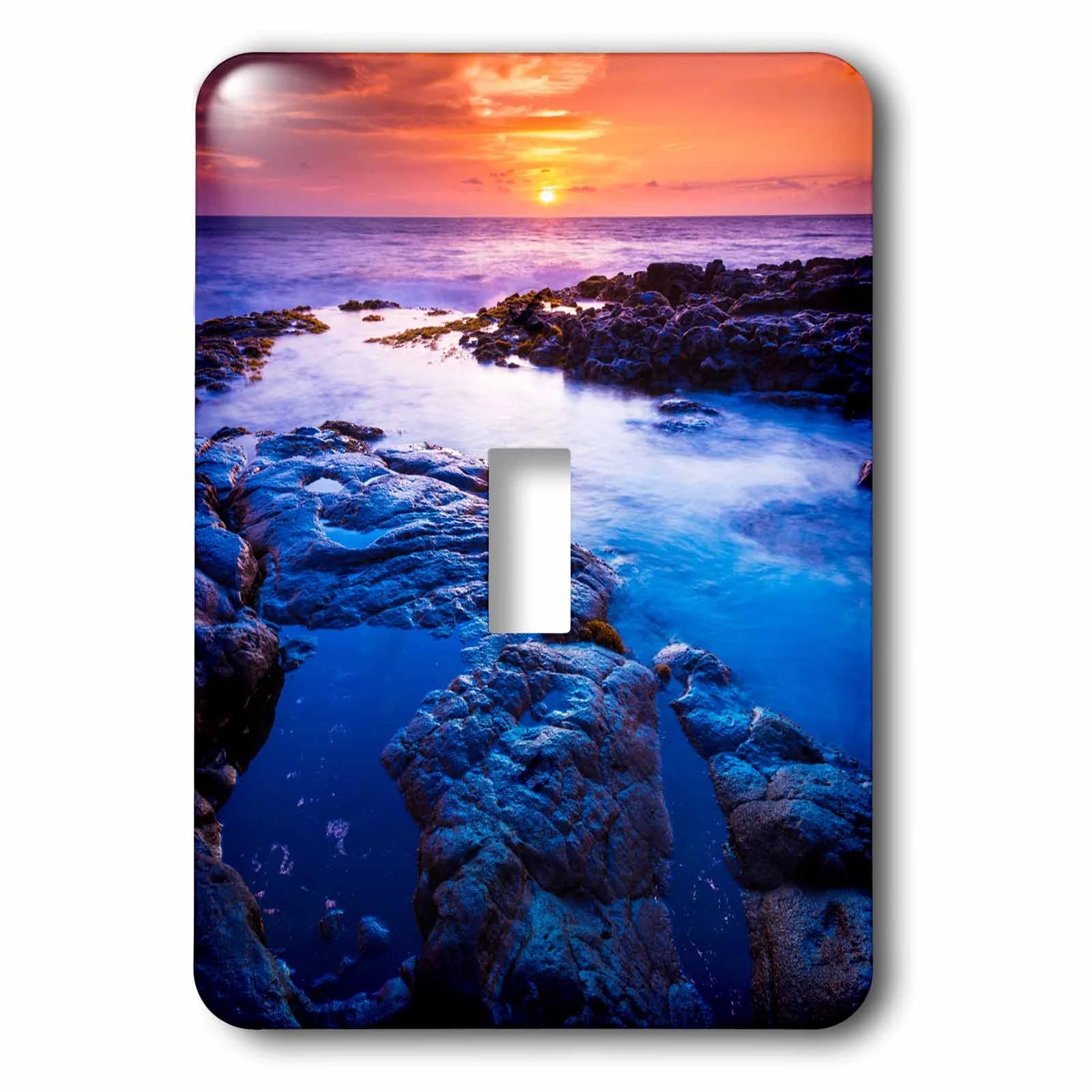 3dRose Blue Sunset and tide pool seascape, Kailua Kona, Hawaii, USA - Single Toggle Switch (lsp_278948_1)