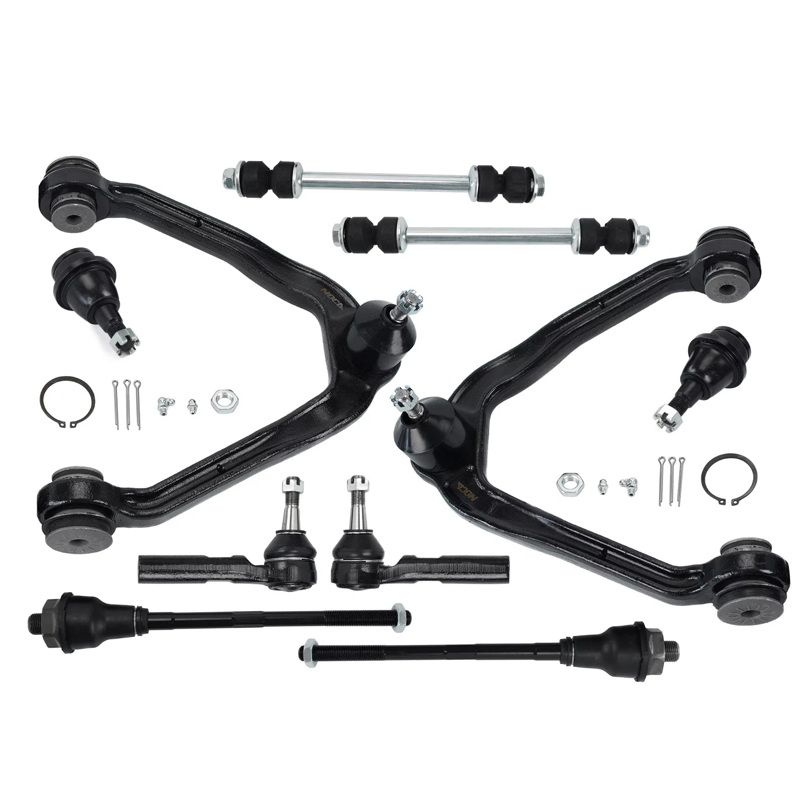 MOCA AUTOPARTS 10Pcs Front Upper Control Arm Ball Joints Tie Rods Fit for 2003-2006 Cadillac Escalade ESV & 1999-2006 Chevrolet Silverado 1500 GMC Sierra 1500