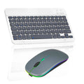 Rechargeable Bluetooth Keyboard and Mouse Combo Ultra Slim for Motorola Moto G9 Power and All Bluetooth Enabled Android/PC-Shadow Grey Keyboard with Titanium RGB Led Mouse