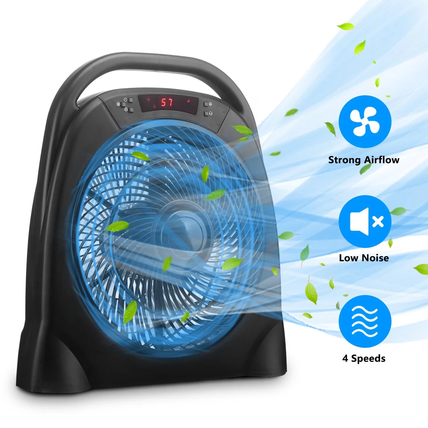 Ainfox Portable Quiet Table Box Fan Air Circulator with Remote Control