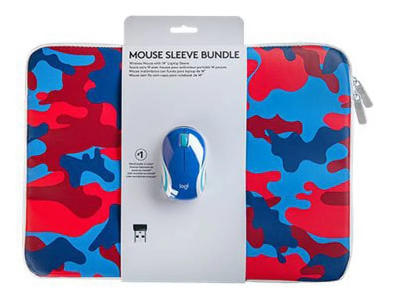 Logitech Mouse Sleeve Bundle - Notebook sleeve - 14 - red/blue camo