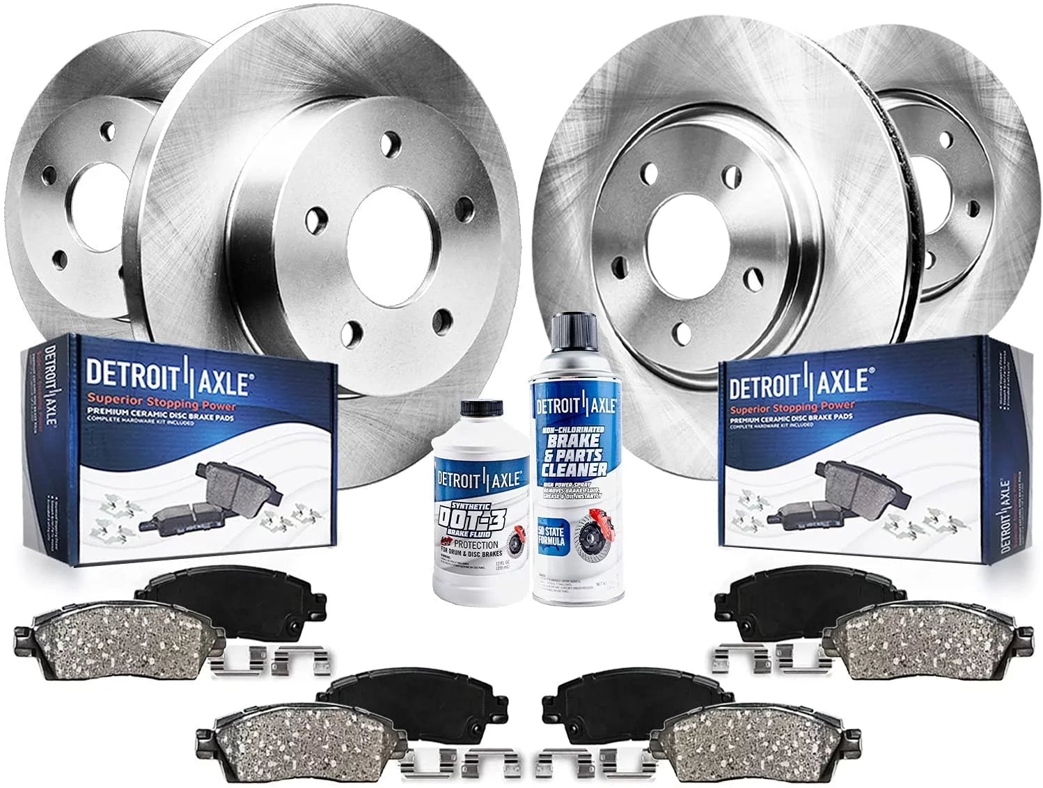 Detroit Axle - Brake Kit for 2012 2013 Kia Soul Replacement Front & Rear Brake Rotors Ceramic Brakes Pads w/Hardware Brake Cleaner Fluid