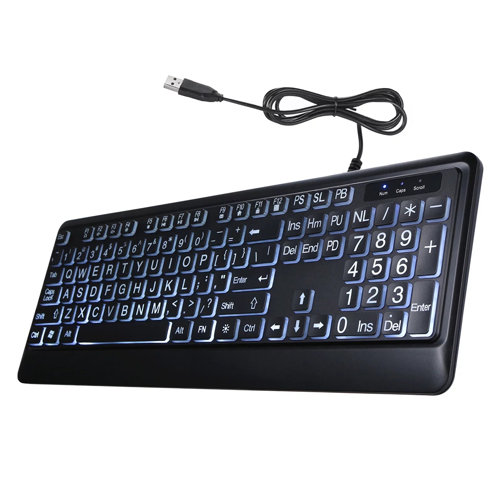 Carevas USB Interface Large Print Backlit Wired Keyboard