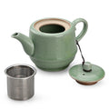 HDMbigmi Teapot with Infuser Ceramic Tea Pot with Removable Stainless Steel Fliter for Loose Tea 14OZ/400ml (1-2cups) Teapots Ceramic for Tea Coffee Milk for Office Home Men Women as Gift(Green(ICE))