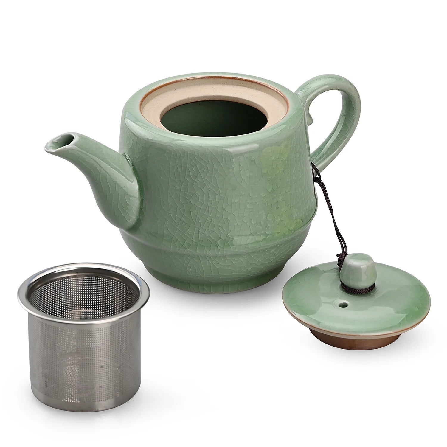 HDMbigmi Teapot with Infuser Ceramic Tea Pot with Removable Stainless Steel Fliter for Loose Tea 14OZ/400ml (1-2cups) Teapots Ceramic for Tea Coffee Milk for Office Home Men Women as Gift(Green(ICE))