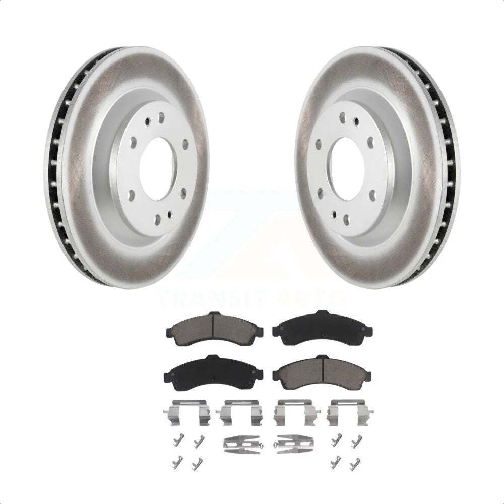 Transit Auto - Front Coated Disc Brake Rotors And Ceramic Pads Kit For Chevrolet Trailblazer GMC Envoy Buick Rainier Oldsmobile Bravada Isuzu Ascender KGC-100266
