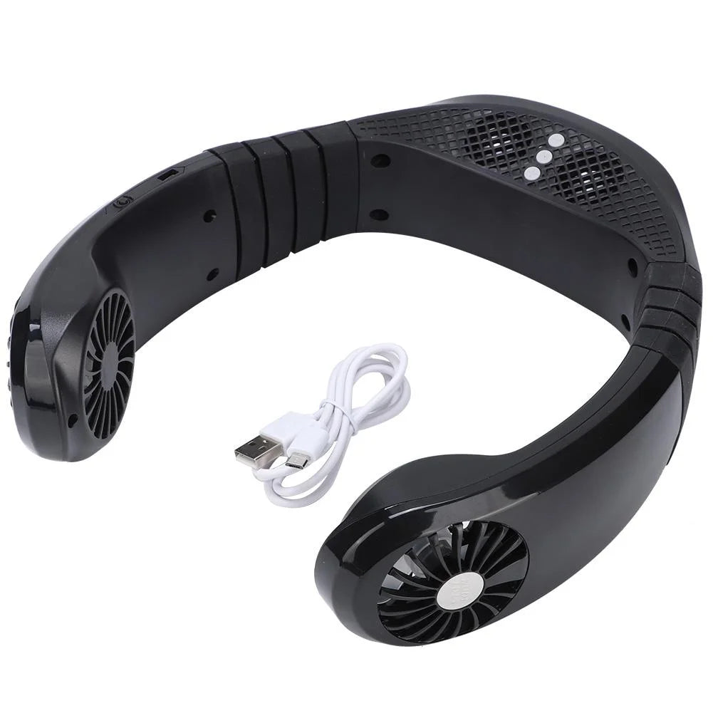 Eatbuy easy to carry Silent motor Neck Fan USB Fan USB charging Sports Fan for home office(black)