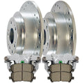 AutoShack Rear Brake Calipers Ceramic Pads Drilled Slotted Rotors Silver Kit Driver and Passenger Side Replacement for 2011 2012 2013 2014 2015 2016 2017 Honda Odyssey 3.5L V6 FWD