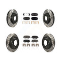 Transit Auto - Front Rear Coated Drilled Slotted Disc Brake Rotors And Semi-Metallic Pads Kit For Kia Soul Forte Hyundai Elantra GT Kona Forte5 KDF-100661