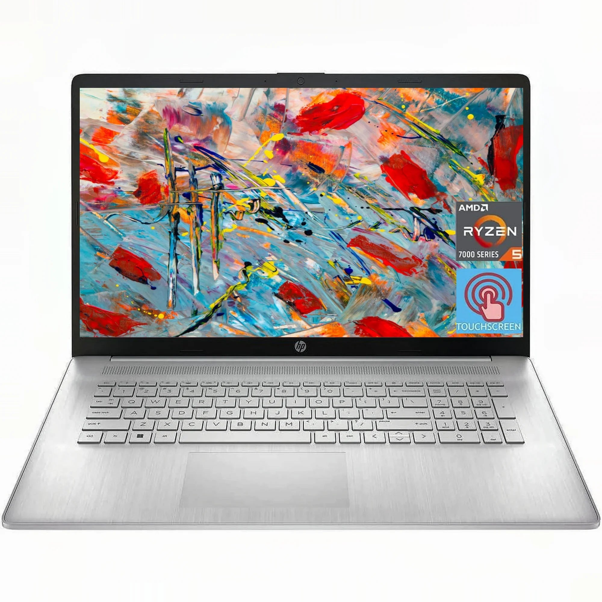 Newest HP 17.3 HD+ Touchscreen Laptop, AMD Ryzen 5 7530U (Beats i7-1165G7), 32GB RAM, 2TB SSD, Wi-Fi 6,Bluetooth, Webcam, HDMI, Windows 10 Pro, Silver