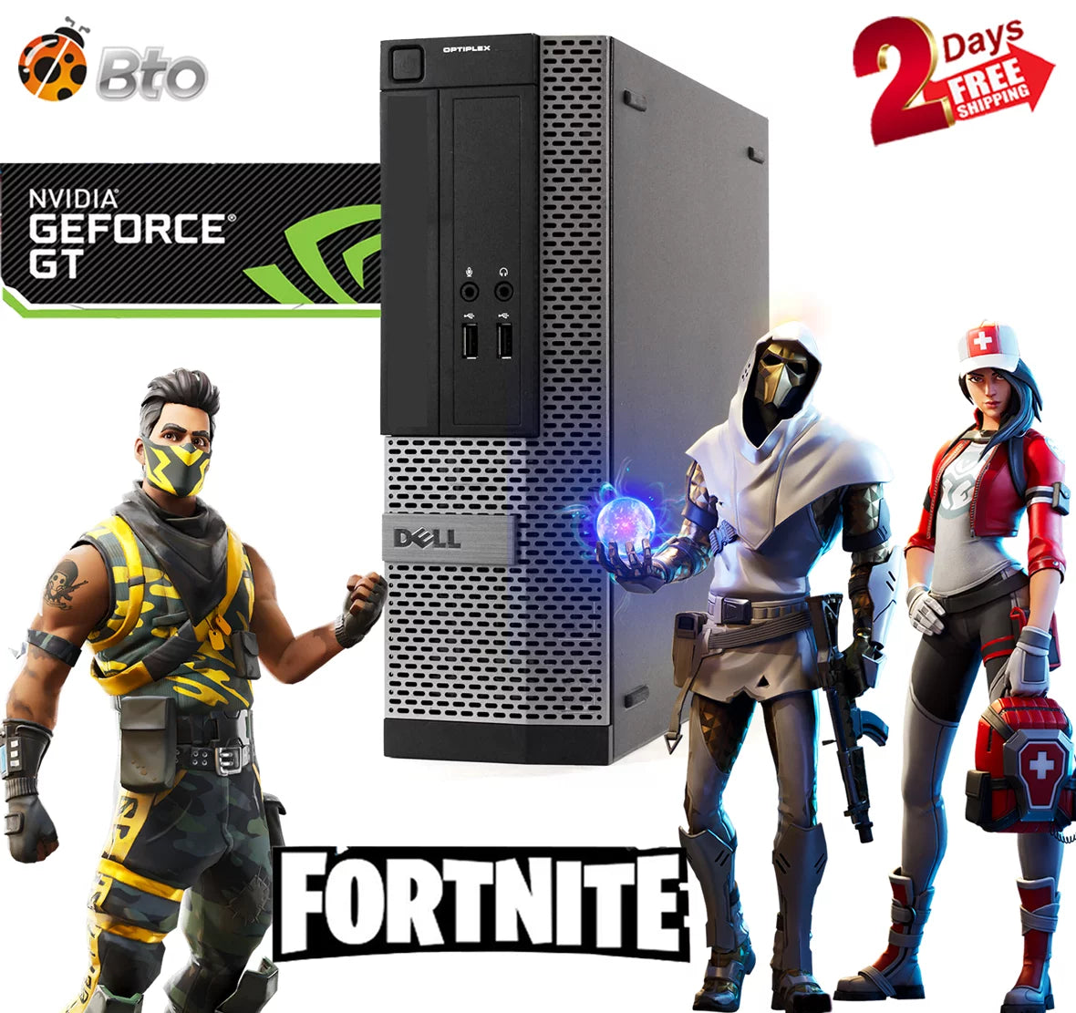 Restored Gaming Dell Desktop Computer SFF PC Core i5 CPU 8GB Ram, 120GB SSD, 2TB HDD, NVIDIA GT 730, Keyboard & Mouse, WiFi, Win10 Home (Refurbished)