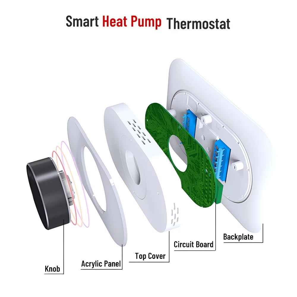Arealer Programmable Thermostat, IP20 Protection, Smart Temperature Control for Home, Heat Pump Thermostat