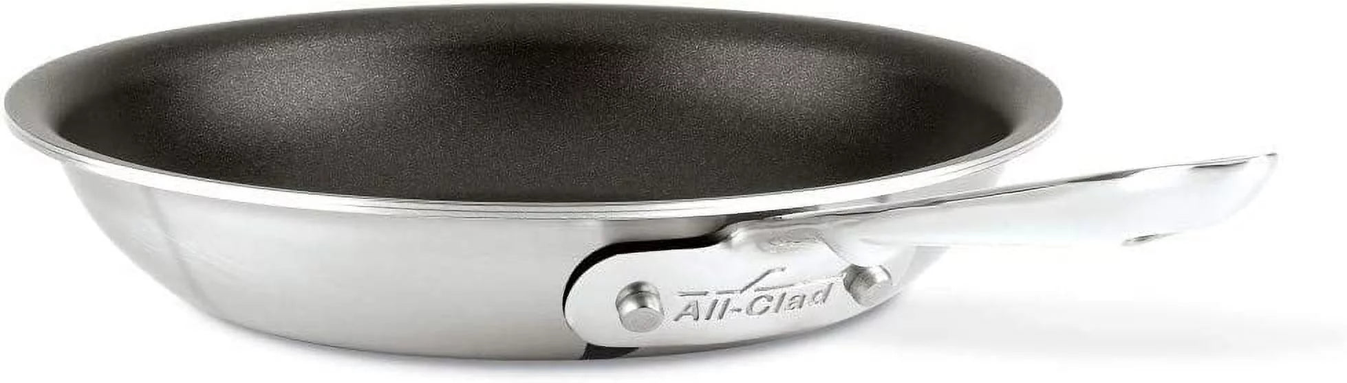All-Clad BD55108NSR2 D5 Brushed 18/10 Stainless Steel 5-Ply Bonded Dishwasher Safe Nonstick Fry Pan Saute Pan Cookware, 8-Inch, Silver -