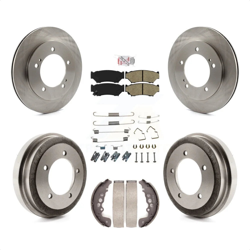 Transit Auto - Front Rear Disc Brake Rotors Semi-Metallic Pads And Drum Kit (7Pc) For Chevrolet Tracker Suzuki Vitara K8A-100181