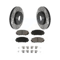 Transit Auto - Front Coated Drilled Slotted Disc Brake Rotors And Ceramic Pads Kit For Toyota Yaris Prius C Scion iQ KDC-100072