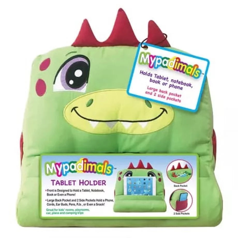 Dinosaur, Green, Cuddly Tablet Holder, Tablet Holder, iPad Stand, Tablet Stand, Book Holder, Reading Pillow, Fun Reading, Kids Pillow, Cushion Soft Pillow, iPad Holder, Travel iPad Pillow