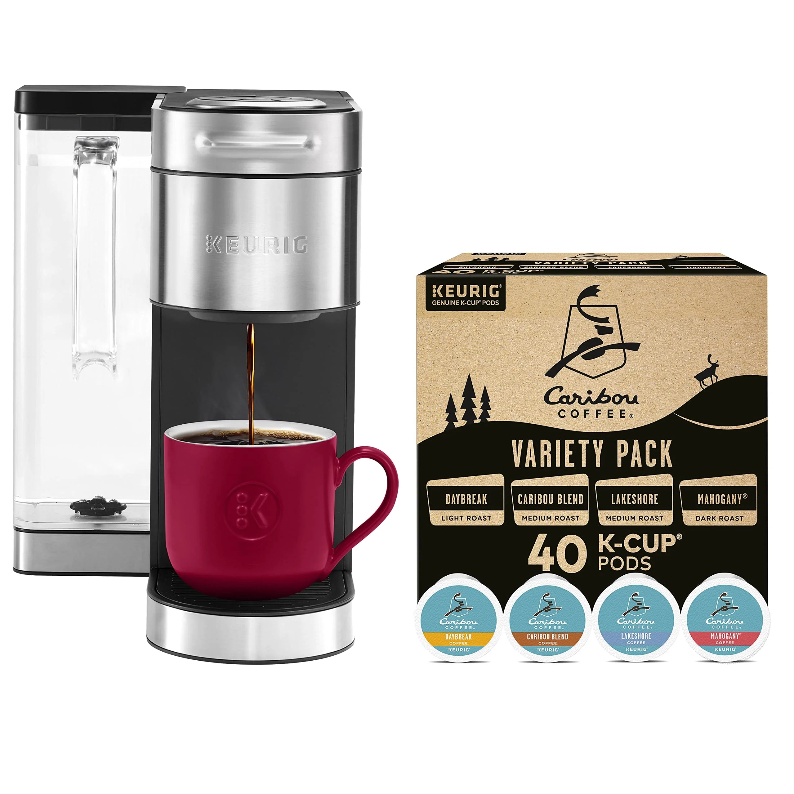 Keurig K-Supreme Plus Single Serve Coffee Maker With Caribou Coffee Favorites Variety Pack, 40 K-Cup Pods