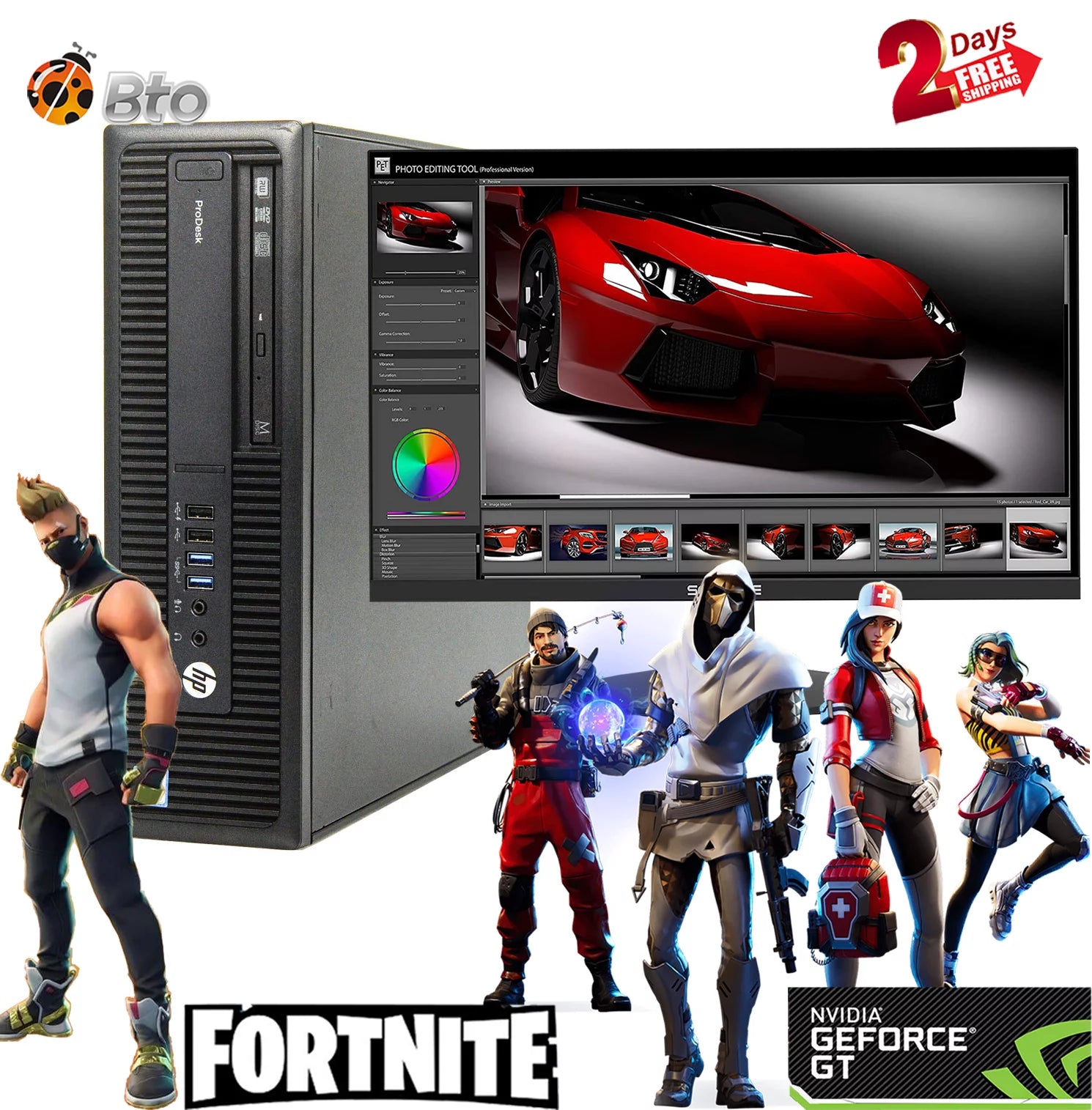 Pre-Owned Gaming HP Prodesk 600 G2 SFF Desktop Computer Core i5-6th, 8GB Ram, 2TB HDD, Nvidia GT 730, New 22 LCD, Keyboard & Mouse, WiFi, Bluetooth, Win10 Home (Refurbished)