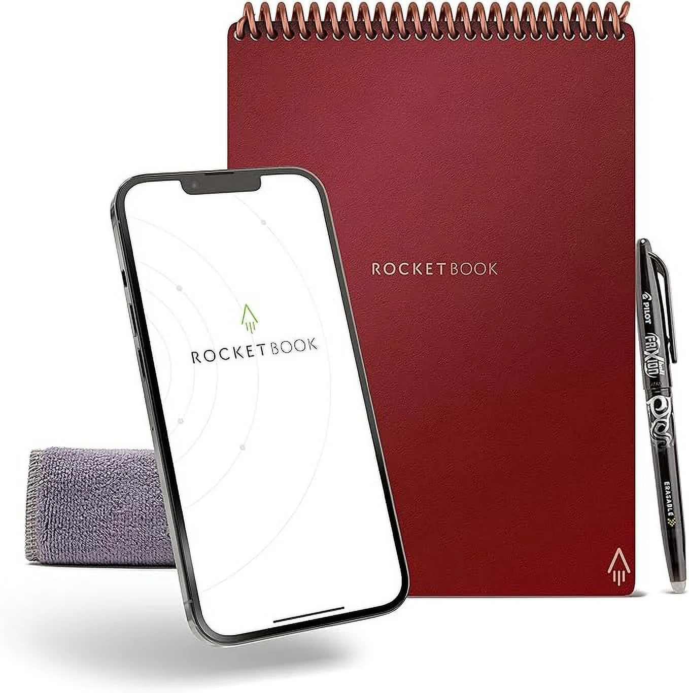 Rocketbook Smart Reusable Notebook, Flip Executive Size Spiral Notebook, Scarlet Sky, (6 x 8.8)