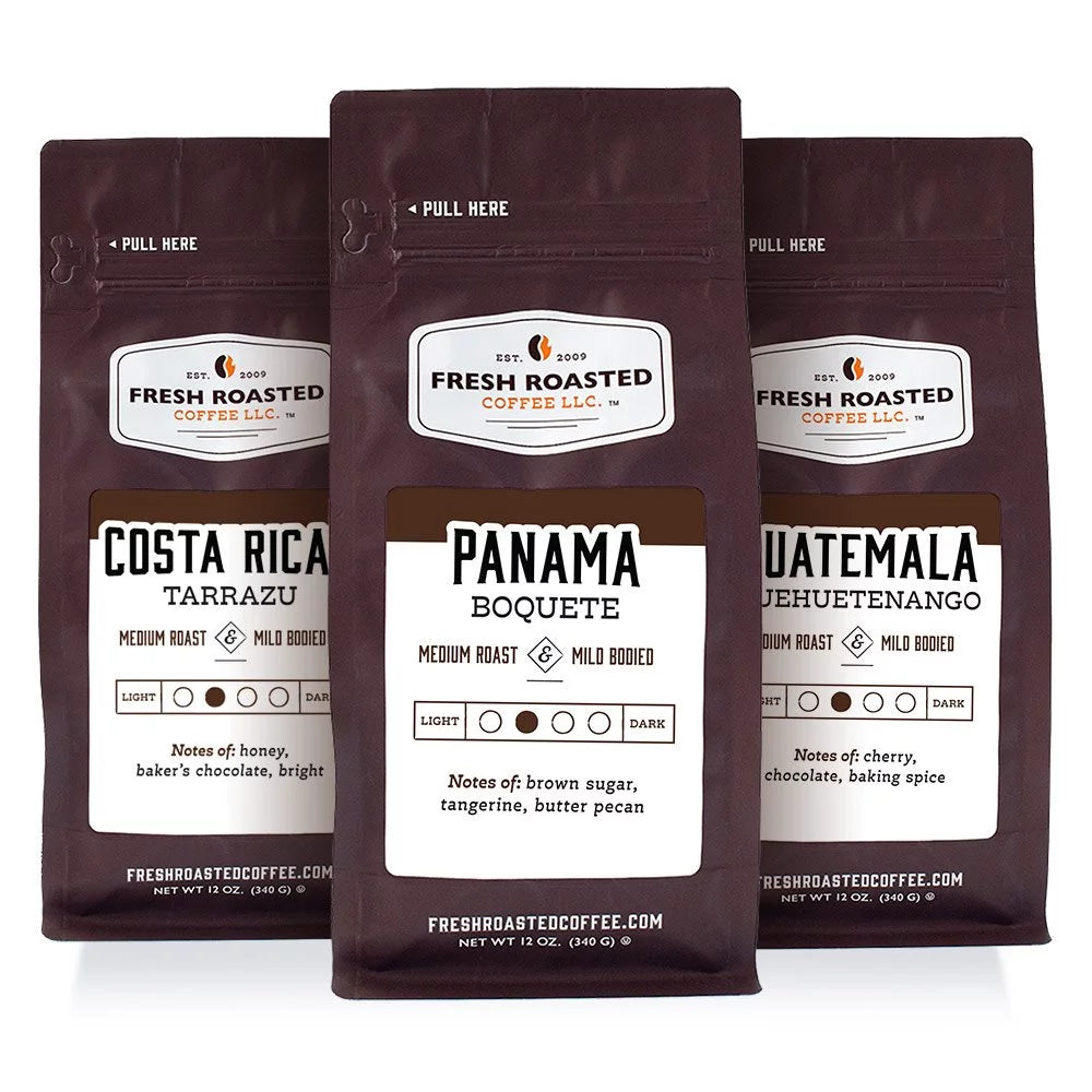3 pack Fresh Roasted Coffee, Tour of Central America, Drip Ground Coffee Bundle, 12 Oz Bags