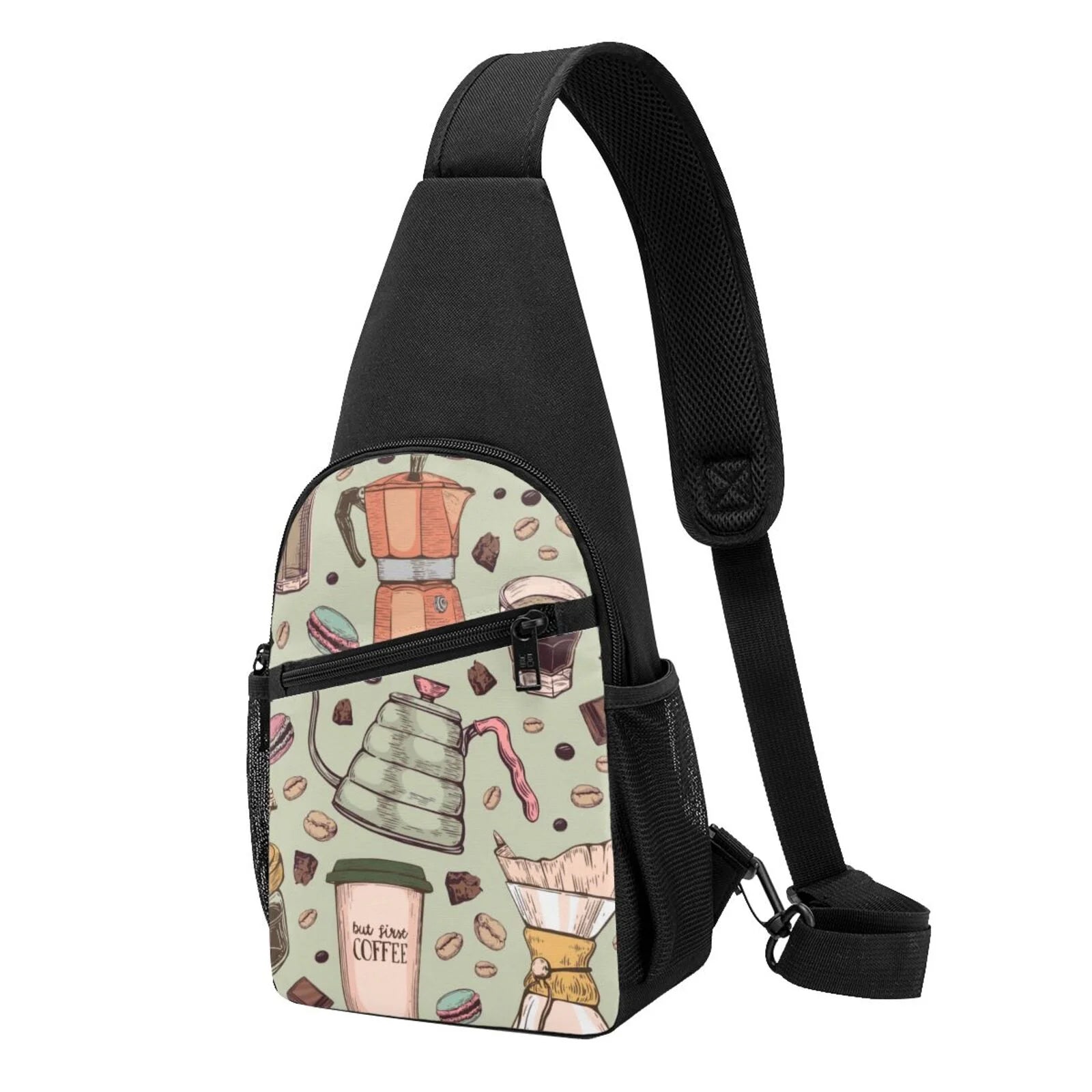 Balery Coffee Makers Macaroons Chocolate Chest Pack,Small Sling Bag For Women Men,Crossbody Bags For Travel Hiking Running Sports