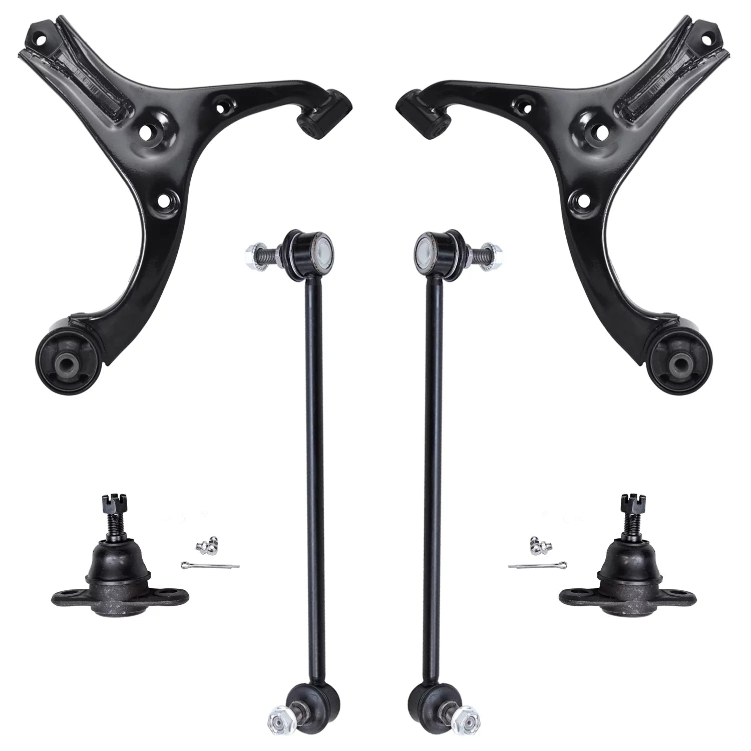 Detroit Axle - Front 6pc Control Arms Kit for 06-10 Hyundai Accent Kia Rio Rio5 2006 2007 2008 2009 2010 2011, 2 Lower Control Arms 2 Lower Ball Joints 2 Sway Bars Replacement