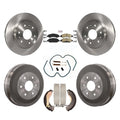 Transit Auto - Front Rear Disc Brake Rotors Ceramic Pads And Drum Kit (7Pc) For 2009 Chevrolet Silverado 1500 GMC Sierra Except Vehicles Using Hold Down Pins K8A-100177