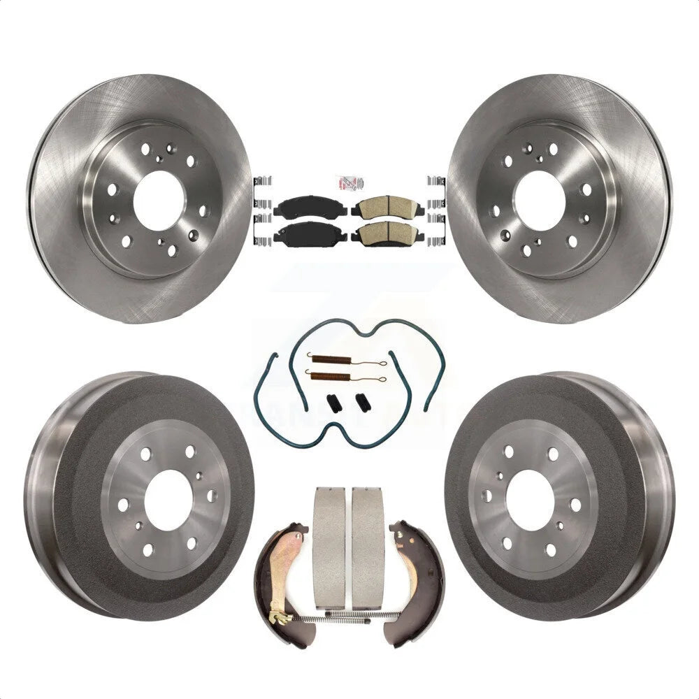 Transit Auto - Front Rear Disc Brake Rotors Ceramic Pads And Drum Kit (7Pc) For 2009 Chevrolet Silverado 1500 GMC Sierra Except Vehicles Using Hold Down Pins K8A-100177