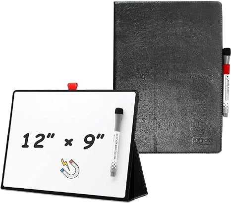 BASVWEB Portable Dry Erase Board,12 x 9 Inches Small White Board,Desktop whiteboard with Stand,Smart Reusable Mini A4 Drawing Notebook on Desk for Kids Shool Students Office Home